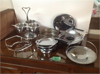 Silver holders and salad dressing bowls