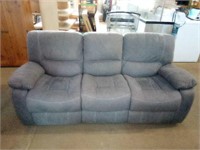 Blue/ Grey Ultra Suede Style Double Reclining