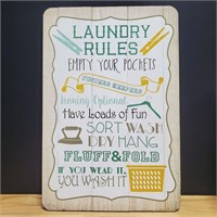 12 X 18 Plank Laundry Rules Art Hanging Piece