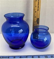 Cobalt glass vase lot