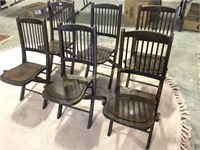 Set of Six Vintage Wooden Folding Chairs