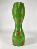 1960'S POP ART GREEN GLASS VASE