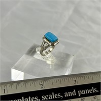 Joseph Esposito Sterling and turquoise ring 3.25