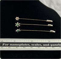 Sterling silver and stone stick pins