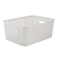 SM5076  Simplify Herringbone Storage Bin White