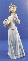 Lladro Girl with Basket of Flowers