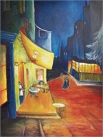 After Van Gogh Impressionist Terrace-Oil 40 x 30