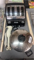 Kitchen pan, mixer, and toaster