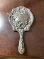 Art Nouveau Vanity Silver Plated Hand Mirror