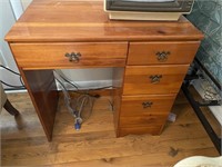 Vintage Pine Single Pedestal Desk