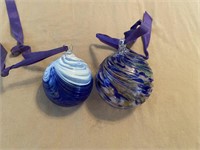 Pair of Blown Glass Ornaments