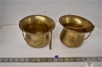 2 - Brass Hanging Plant Pots