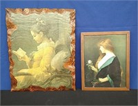 Girl Reading Book Picture on Pine Wood, Lady Pic.