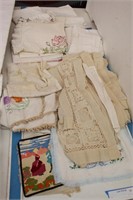 Collection of Vtg Tablecloths, Embroidered Cases