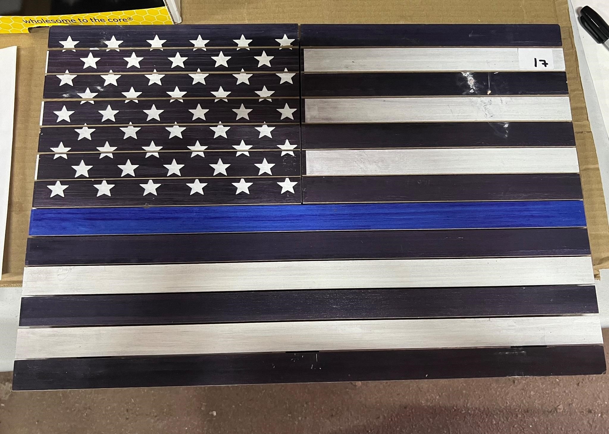 Wooden Police Flag Decor, Scuffed