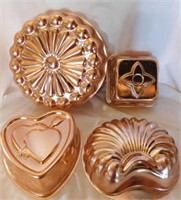 12 copper gelatin molds - 20 small aluminum molds