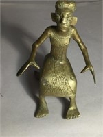 ANITQUE BENIN FON TRIBE CARVED BRASS STANDING FIGU