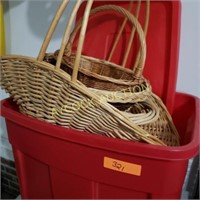 Wicker baskets & wood sconces