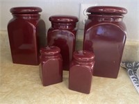 Ceramic canister set with salt and pepper shakers