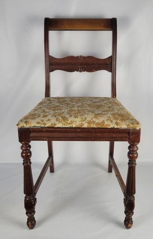 Vtg Upholstered Wooden Chair