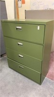 Large green 4 drawer metal file cabinet