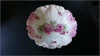 Antique White Purple Bowl with Purple Rose