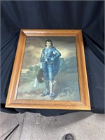Vintage Framed Blue Boy Print