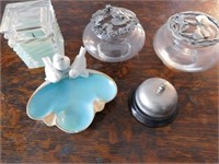 Misc Lot-Bell, Candle, Potpourri Containers,