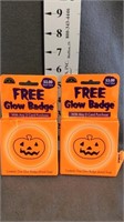 2 Halloween glow badges