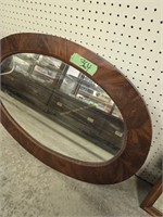 Mahogany Victorian oval beaded mirror 38l