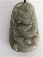 Antique Chinese Carved Stone Dragon Pendant