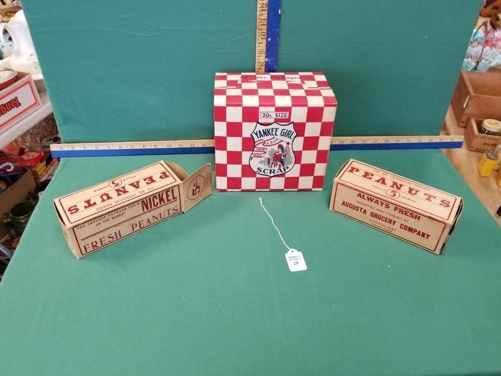 YANKEE GIRL TOBACCO BOX AND 2 FRESH PEANUT BOXES