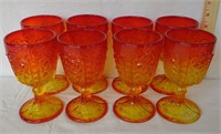Set of 8 Amberina Glass Goblets