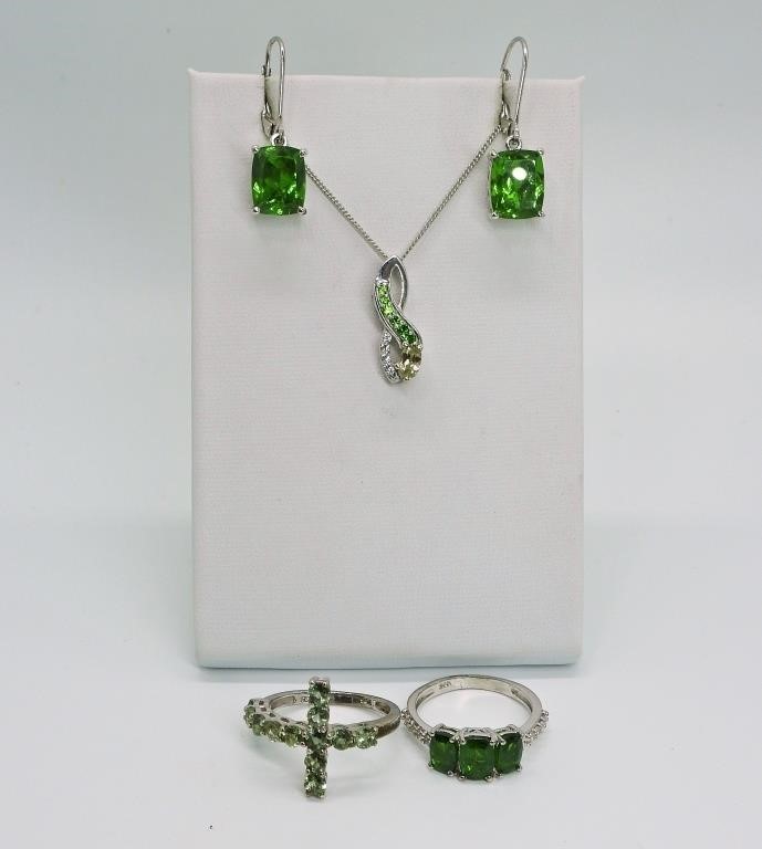 GREEN GEMSTONE STERLING SET OF 4