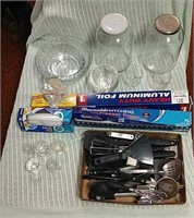 Misc. kitchenware - kitchen utensils, glass bowls,