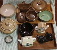 Misc. Frankoma dinnerware - teapots, serving
