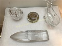 FOUR PIECES ASSORTED CRYSTAL