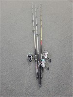 3 BIG GAME FISHING RODS WITH OMNI 070 REEL,