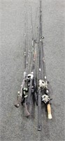 6 FISHING RODS WITH ZEBCO 33 REEL, INFERNO REEL,