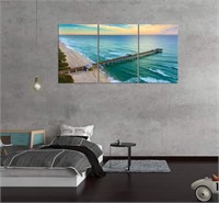 NEW $60 Beach Ocean Wall Art 3Pcs