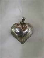 STERLING PUFFY HEART PENDANT 2"