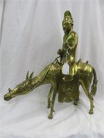 DETAILED BRASS ORIENTAL MAN ON HORSE