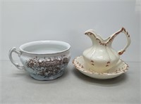 small pitcher and basin with a chamber pot