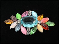 Vintage Pastel Brooch Molded Glass and Opalalite