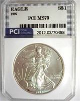 1997 Silver Eagle MS70 LISTS $1500