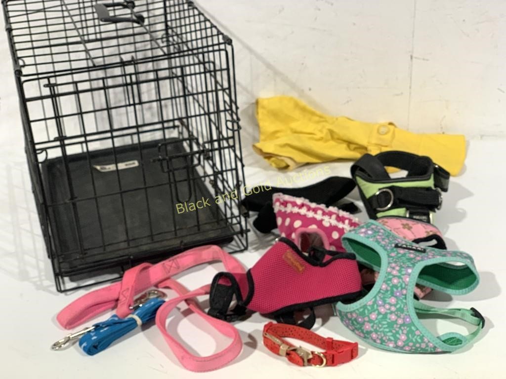 Small Animals Pet Lot: Kennel, Harnesses