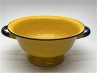 Vintage Yellow & Black Enamel Colander