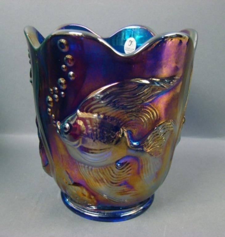 Fenton Blue Atlantis Carnival Glass Vase