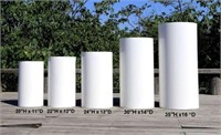 ROUND METAL CYLINDER STANDS WHITE 5 PCS