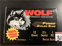 WOLF 12 GUAGE RIFLED SLUGS-FULL BOX